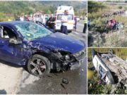 Impact mortal la Petroşani, după ce două maşini s-au ciocnit frontal, iar una dintre ele a căzut de pe pod, într-o râpă