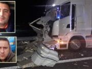Bogdan şi Nicu au murit spulberaţi de TIR pe A1, în timp ce reparau maşina pe banda de urgenţă