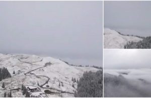 A nins în Rarău. Imagini de poveste, înregistrate cu drona