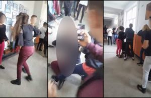 Elevă ruptă cu bătaia de o colegă, în Rădăuţi. Fata e lovită fără milă și trasă de păr chiar pe holul şcolii