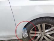 Cheama imediat politia daca gasesti o sticla de plastic la roata masinii
