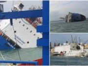 Noi imagini cu nava aproape scufundată în Portul Midia. Pe vapor se află 14.000 de oi