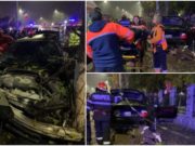 Şofer de 19 ani a făcut BMW-ul praf la Craiova. El şi iubita lui, scoşi cu descarcerarea dintre fiare