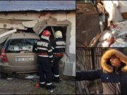 O şoferiţă s-a înfipt cu Mercedesul într-o casă, la Ploieşti: „S-a urcat cu roţile pe pat!”