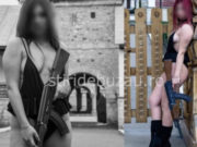 O elevă din Buzău s-a pozat în lenjerie intimă și cu o armă în mână în fața Mănăstirii Ciolanu