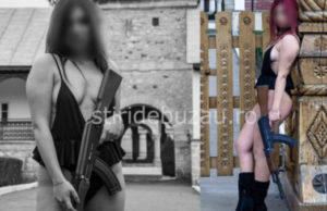 O elevă din Buzău s-a pozat în lenjerie intimă și cu o armă în mână în fața Mănăstirii Ciolanu