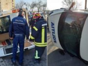Tânără poliţistă rănită, după ce autospeciala s-a răsturnat într-o intersecţie din Bucureşti
