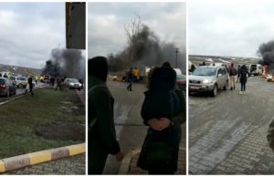 Femeie inconştientă salvată din maşina în flăcări, la Botoşani, de un pompier în timpul liber