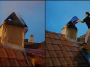 Daniela, o angajată a ISU Mehedinţi, s-a urcat singură pe o casă pentru a stinge un incendiu