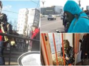 Isteria coronavirus aduce pe străzi, în Bucureşti, oameni mascaţi ca în filmele cu atacuri chimice