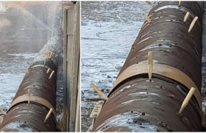 Conductă spartă rezolvată rapid de un „specialist”, la Haţeg