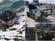 FOTO | Noi imagini cu BMW-ul rupt în două la Corbeanca. Două şoferiţe au provocat un impact cumplit