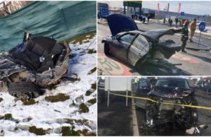 FOTO | Noi imagini cu BMW-ul rupt în două la Corbeanca. Două şoferiţe au provocat un impact cumplit