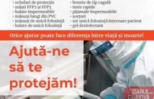 Medicii de la ATI din cadrul Spitalului Județean Craiova au nevoie de ajutor. Mai au echipamente de protecție doar pentru maxim doua săptămâni. Se pot face donații