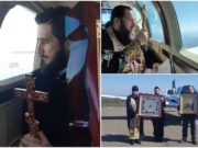 Rugăciune din avion, pentru a scăpa de coronavirus. Doi preoţi au făcut înconjurul Moldovei cu icoane și moaște
