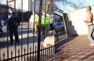 VIDEO | Un craiovean a băgat spaima în jandarmi: „Dacă intrați în curte, tai 20 din voi”