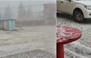 Vijelie puternică în Gorj, străzi acoperite de grindină