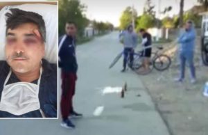 Șofer bătut și tăiat cu sabia la Nucet de 4 indivizi care beau bere pe carosabil