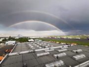 Dublu curcubeu pe cerul Capitalei, după furtuna cu grindină