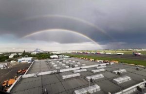 Dublu curcubeu pe cerul Capitalei, după furtuna cu grindină