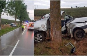 Accident mortal la Tulcea, după impactul unui Logan cu un copac. Tânără de 16 ani decedată, șoferul de 19 ani în stare gravă