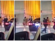 O femeie îi dă două croșee unui polițist, după care e doborâtă cu un pumn de un alt polițist