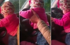 Tată din Cluj filmat când îşi pune bebeluşul la volanul unui Audi, în timp ce conduce