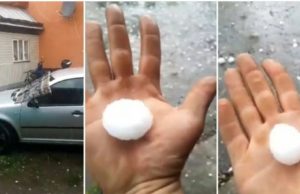 Grindina a făcut prăpăd la Măzăneşti. Localnicii şi-au acoperit maşinile cu covoare, să nu fie distruse