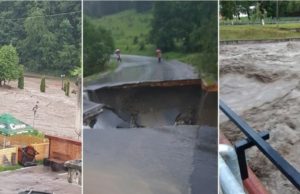 Prăpăd în Hunedoara, un pod s-a prăbușit din cauza viiturii, în Lupeni nu se mai poate intra din cauza apelor