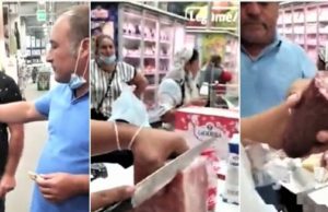 Chef de pomină într-un supermarket din București, cu mâncare și băutură de pe rafturi