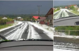 O localitate din Bacău arăta ca după ninsoare, în urma unei furtuni cu grindină