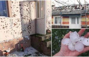 Grindina uriașă a făcut prăpăd la Dolhasca. Bucăţile mari de gheaţă au ciuruit casele oamenilor