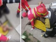 Copil salvat de pompierii militari, după ce a rămas blocat într-un canal de scurgere, la Drăgușeni. „Nu plânge, mami!”