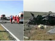 Trei morți la Ghindărești și o victimă în comă luată de elicopterul SMURD, după un impact devastator între două mașini