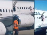 O femeie a ieșit la plimbare pe aripa unui Boeing 737, pentru că în avion era prea cald