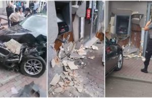 Tânăr strivit în bancomatul de pe trotuar, după ce șoferița unui BMW a încurcat frâna cu accelerația