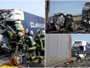 Imagini de groază de la locul unde un șofer român de TIR a ucis alți 4 români, în Germania