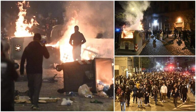 Proteste masive după lockdown, la Napoli: polițiști atacați pietre, jurnaliști fugăriți pe străzile orașului 