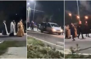 Slujbă pentru alungarea Covidului. Însoțit de boxe și un sobor de preoți, ÎPS Teodosie a luat la pas ulițele din Cogealac