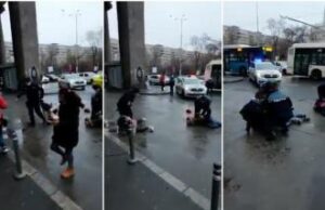 Încătuşaţi şi târâţi de poliţişti în Gara de Nord, pentru lipsa măştii şi scandal: Femeie întinsă pe jos: „Te rog frumos”