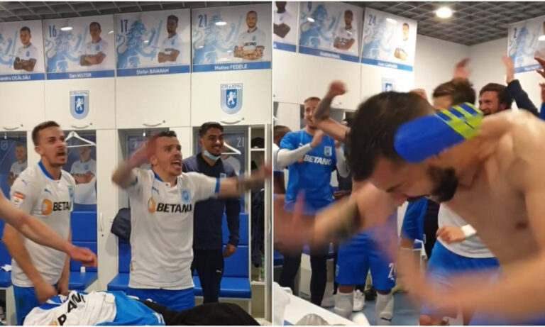 Nistor a dat tonul petrecerii din vestiar! Cum a sărbătorit Craiova victoria mare contra lui FCSB