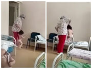 Imagini scandaloase surprinse într-un spital de copii. O fetiță a fost luată de păr și aruncată în pat de o asistentă
