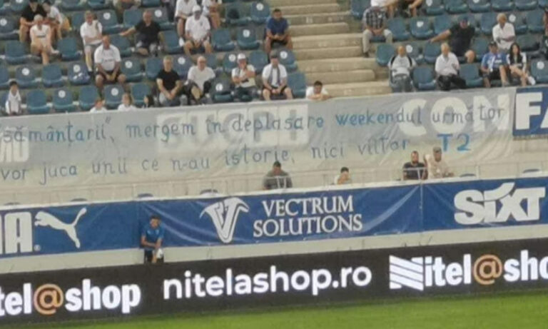 ”Să vă luați și cornete la voi!” Replica lui Adrian Mititelu jr., după bannerul afișat de fanii Universității