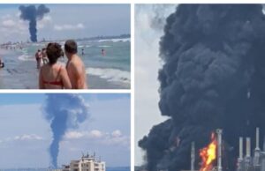 Explozie și incendiu la Petromidia, Năvodari! Ard rezervoarele Rompetrol! Două persoane au fost rănite