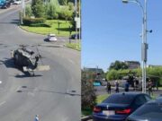Un elicopter militar a aterizat forțat în Piața Charles de Gaulle din București. A dărâmat doi stâlpi de iluminat public