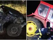 Tractor rupt în două, în urma impactului cu un autoturism. Trei persoane au ajuns la spital