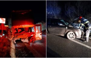 Impact frontal între un autocar cu 60 de pasageri și o mașină, la Suceava. Un tânăr de 20 de ani a murit pe loc