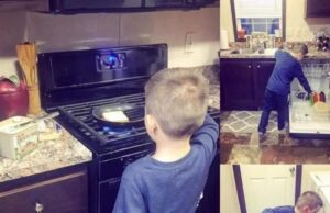 Băiat de 7 ani pus de mama lui să facă diverse treburi gospodărești. Motivul pentru care face asta e de toată lauda