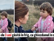 Fetiță de 3 ani, în pijamale și cu ghiozdanul în spate, găsită de polițiști pe marginea unui drum!