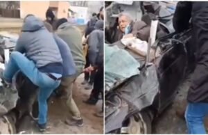 Un tanc rusesc a trecut peste o maşină condusă de un bătrânel ucrainean